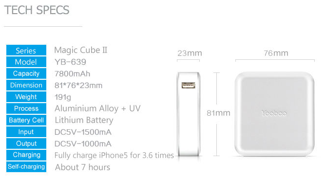 Yoobao 7800 mAh Magic Cube II - PBYB639(4)