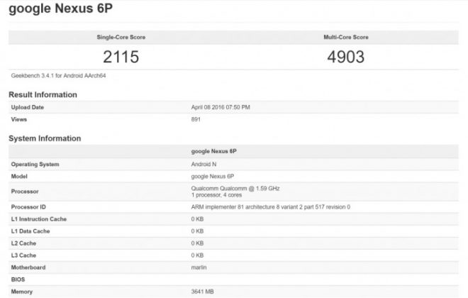 nexus 6p geekbench