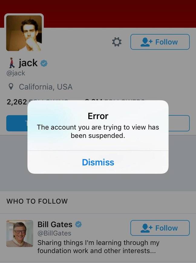 Twitter accidentally suspends the account of founder and CEO Jack Dorsey