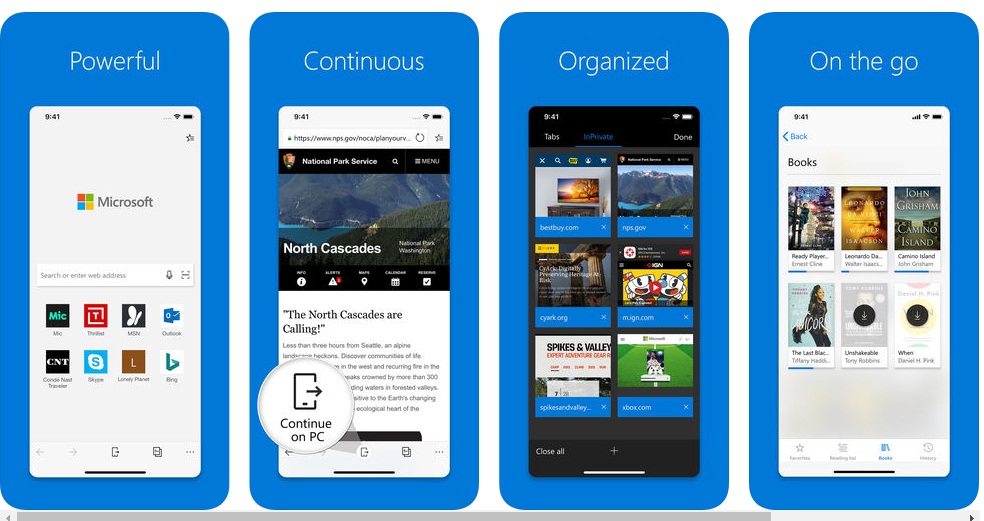 Microsoft Edge for ios new update