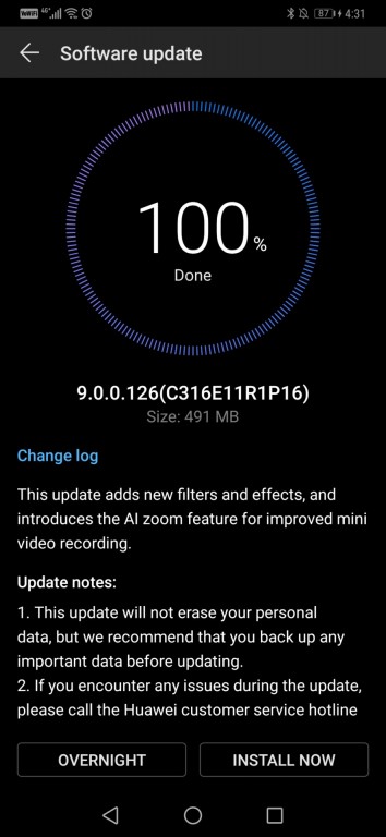 Huawei Mate 20 Pro update adds AI Zoom/Color for video recording, October security patch