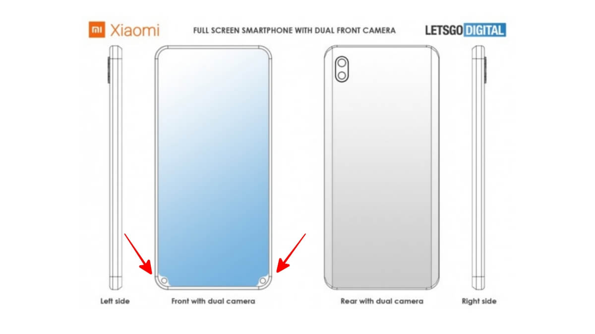 Xiaomi patents a notched phone with dual selfie camera on the bottom