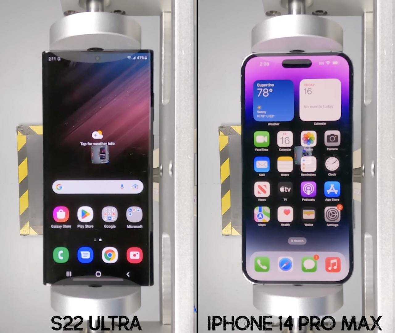 iPhone 14 Pro Max vs. Galaxy S22 Ultra Drop Test! 