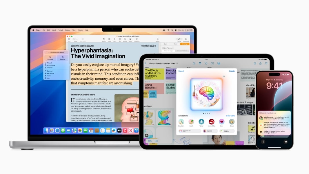 Apple Intelligence is available today on iPhone, iPad, and Mac